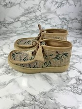Clarks Wallabee Cup Boot Men's UK 9 Beige Floral Lace Up Casual Shoes Crepe