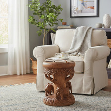 Solid wood round elephant - round,