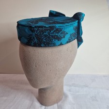 Vintage Hat Blue Bow Pill Box Style