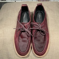CLARKS ORIGINALS CHUNKY SHOES BURGUNDY LEATHER AND PONY SKIN SIZE 5 D