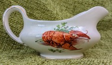 Unusual Lobster Sauce Gravy Boat Scotch Ivory Seafood Jug Gold Trim