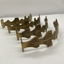 Set of 4 Vintage Brass Leaf Or Feather Shaped Tie Backs Curtain Holdbacks