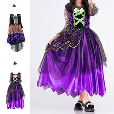 Kids Girls Witch Dress Halloween Dancewear Fancy Dress Up Costume Cosplay Tutu
