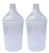 2 Pack - Clear, Wide Spout, Feeding Beakers. 200ml. Microwave & dishwasher safe