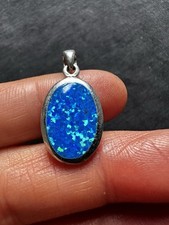 Maker  925 Sterling Silver Synthetic Opal   Pendant
