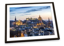 Edinburgh Sunset City Skyline FRAMED ART PRINT Picture Poster Artwork