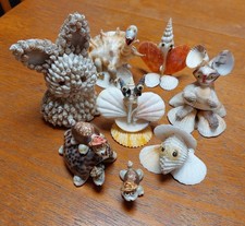 Collection Of 8 Shell Animals Seaside Souvenirs Vintage Retro Kitsch