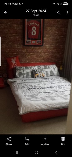 Red double sleigh bed frame - double,