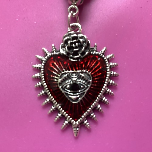 Red spiked heart with eye - with,