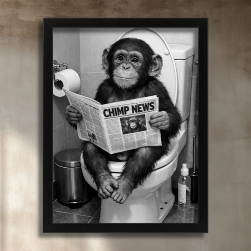 Funny monkey bathroom wall art - monkey,