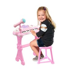 Kids Electronic Keyboard Organ Piano Lights 24 Keys Microphone & Stool