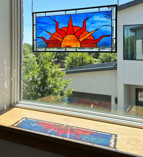 Beveled stained sun - beveled, glass