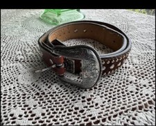 Nocona Belt Co. Girls' Rhinestone Hair-On-Hide Leather Belt - N4419402
