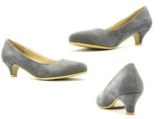 LADIES WOMENS LOW KITTEN HEEL WORK COURT EVENING GIRLS SHOES PUMPS SIZE 3-12shoe