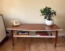 Mid Century Coffee Table with Shelf 1960s/1970s Vintage