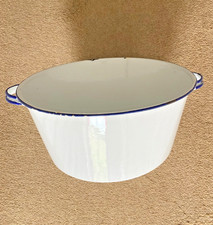 Antique Enamel Washbowl 37cm Diameter With Handles