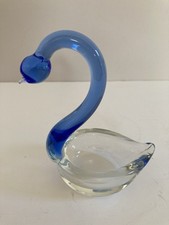 Vintage Blue Glass Swan