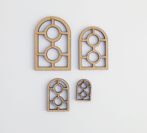 Wooden mdf arched window set - mdf,