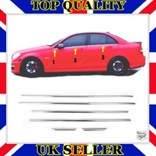 Chrome Windows Frame Trim 6pcs S.STEEL Mercedes W204 C-class Saloon 2007 to 2014