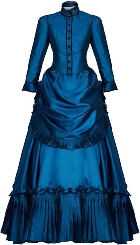 Blue victorian bustle dress - bustle,