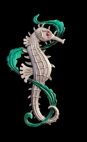 Vintage seahorse brooch - brooch, in