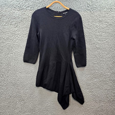 New Yours Sincerely Womens Junper Top Size 12 Black Knit 3/4 Sleeve Asymmetric