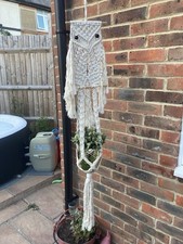 Vintage Macrame Owl Pot Plant Holder Large