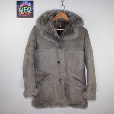 Bailys Of Glastonbury Real Sheepskin Jacket Womens Size 8 Grey Winter Vintage