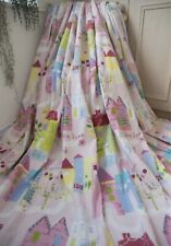 Pink Blue Yellow Princess Castle Cotton Blackout Curtains 80Wx69D MTM Designer