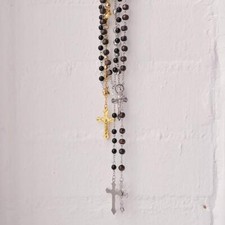 Rosary Beads Necklace, Jesus Crucifix Saints Necklace Christian Communion
