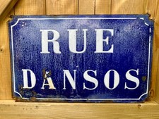 Vintage French Enamel Street Sign – Rue Dansos, Nérac  Convex 1930s–50s Original