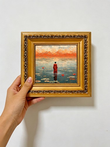 Red dress woman water lily - dress,