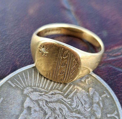 Vintage gold diamond - vintage, signet