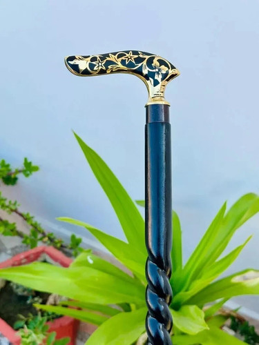 Brass flower leaf - brass, handle
