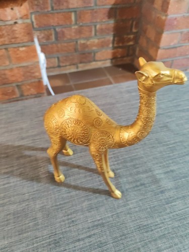Large golden carved camel - golden,