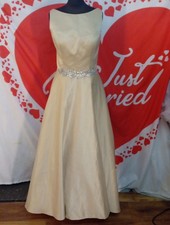 Wedding Dress size 14 gold satin Victoria Kay, check measurements, W