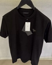 ✅Metal Logo Prada Mens T Shirts In Black  Premium Cotton Size S✅