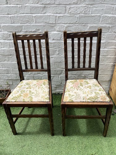 Dark wood dining chairs - 2x,