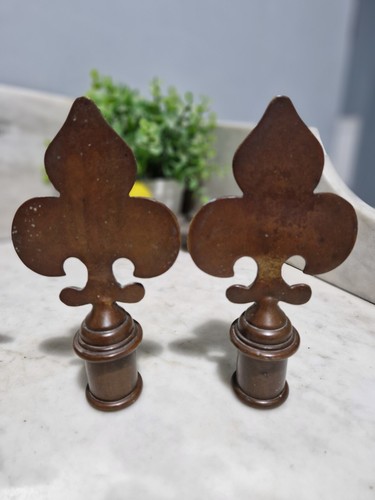 Antique pair bronze flag - of,
