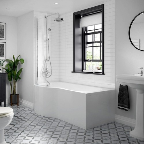 1700mm modern shaped - p, shower