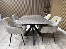 NEXT Sample - CRETE Marble Effect Extending Dining Table + 4 x Chairs. RRP £1899