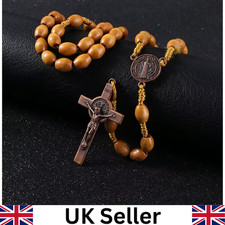 Handmade Wooden Rosary Beads Catholic Cross Christian Antique Traditional Style