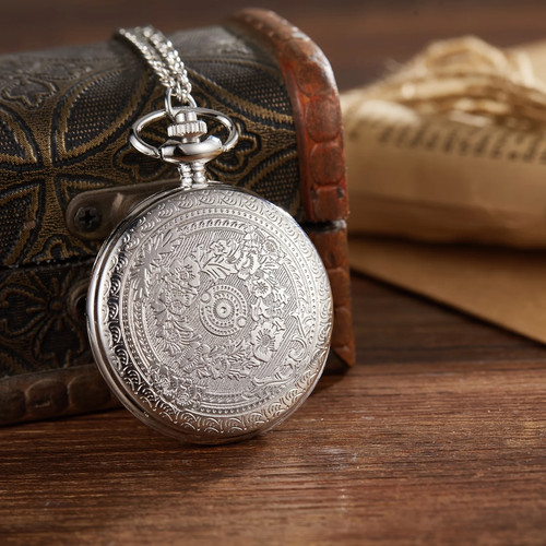 Vintage quartz silver pocket - silver,
