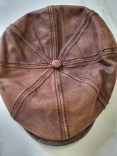 Mens Stetson Baker Boy Cap XL Beautiful Brown Goat Skin Butter Soft Leather
