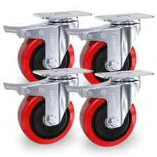 4 X Heavy Duty Double Bearing Braked 100mm Swivel Castor Wheel Trolley 700 Kg