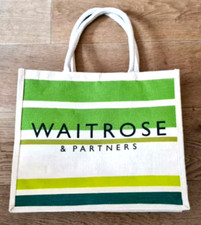 WAITROSE - ‘GREEN STRIPE’ - REUSABLE JUTE SHOPPER - NEW WITH TAGS