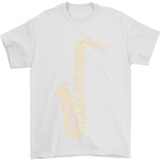 A Saxophone Musical Instruments Brass Band Mens T-Shirt 100% Cotton