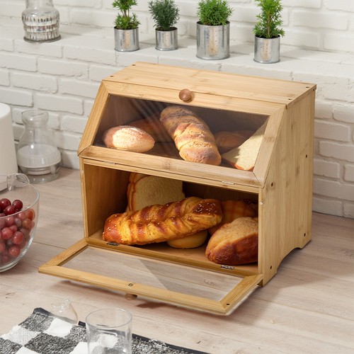 Tier bamboo bread bin for - bin,