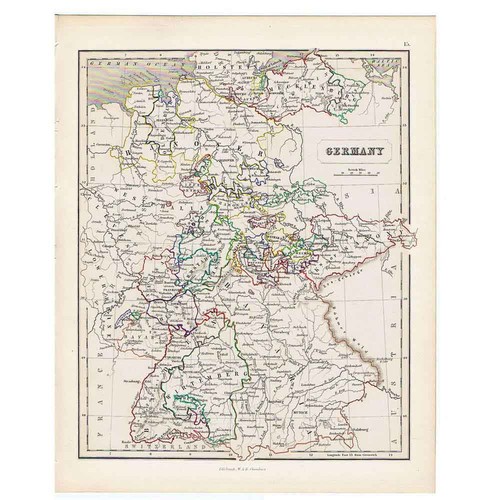 Antique coloured map - 1846,