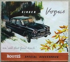 ROOTES SPECIAL ACCESSORIES SINGER VOGUE Car Sales Brochure Leaflet 1960s #63402